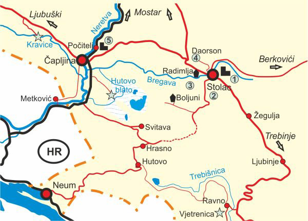Karte von Stolac und Počitelj 