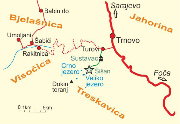 Karte von Berg Treskavica 