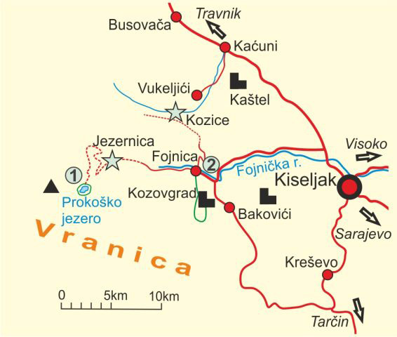 Karte von Fojnica und Kraljeva Sutjeska 
