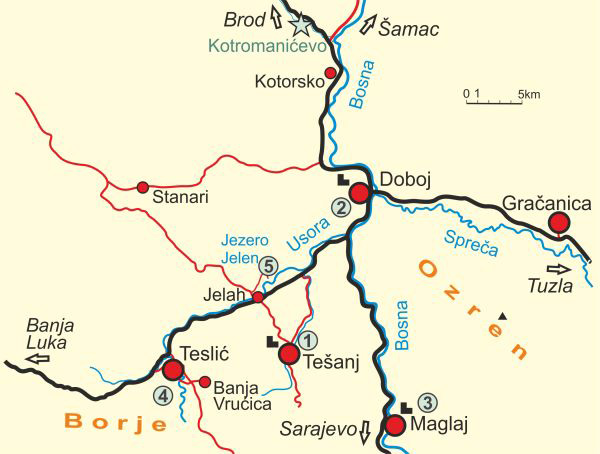 Karte von Region am Fluss Usora