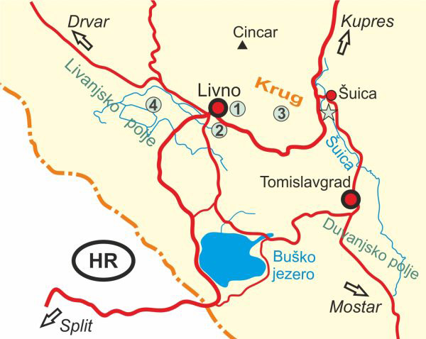 Karte von Livno und Umgebung